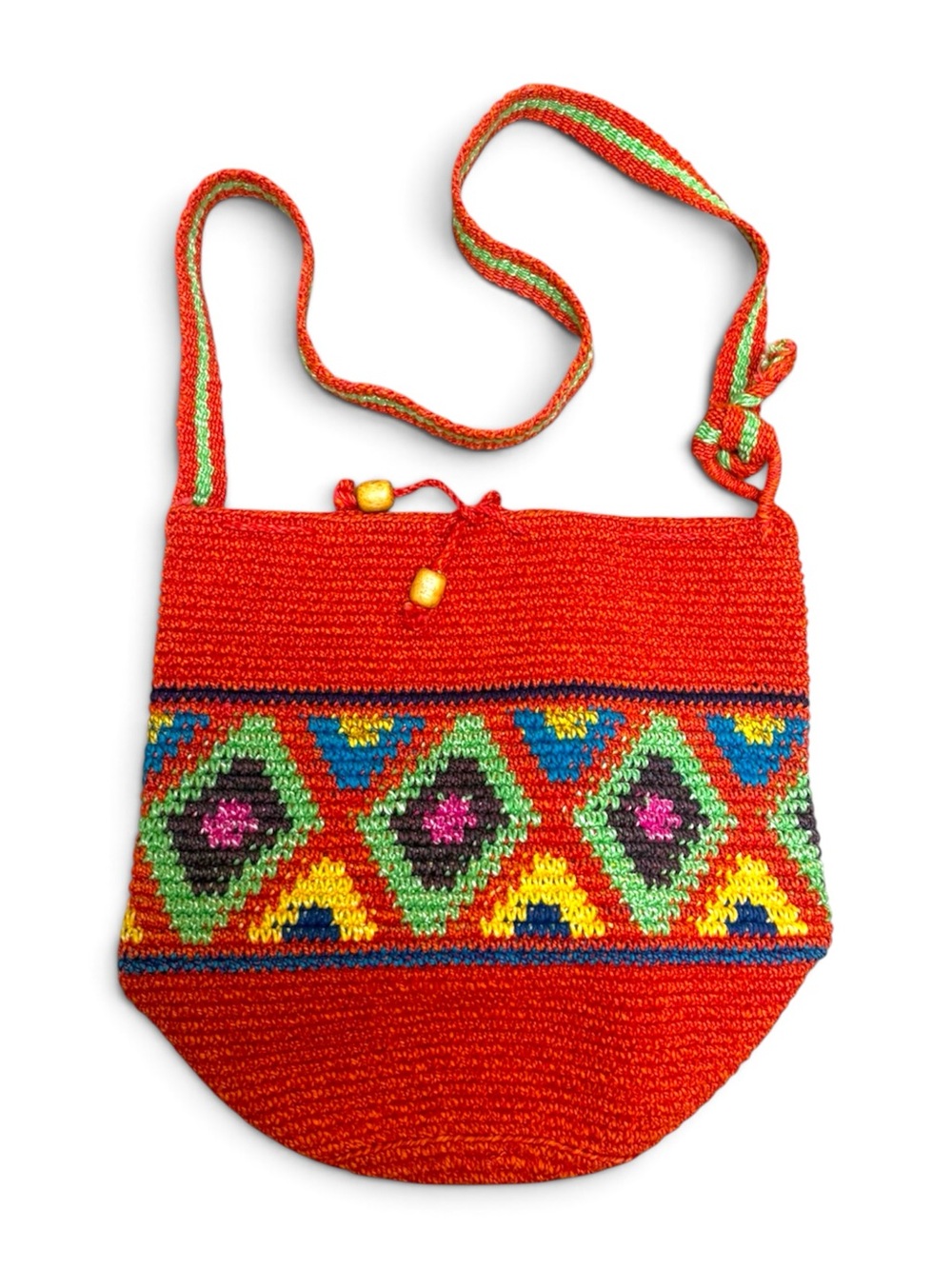 Y2K Boho Orange Knit Shoulder Bag